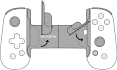 Labeled diagram of Backbone One Android controller showing buttons, USB-C, and headphone jack